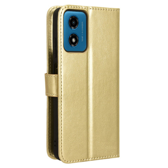 Klopové pouzdro pro Motorola Moto E14, Crazy Horse Wallet, zlaté
