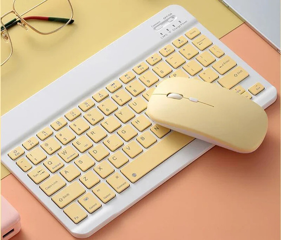Sada bezdrátová klávesnice s myší Bluetooth pro Android / Windows, žlutá