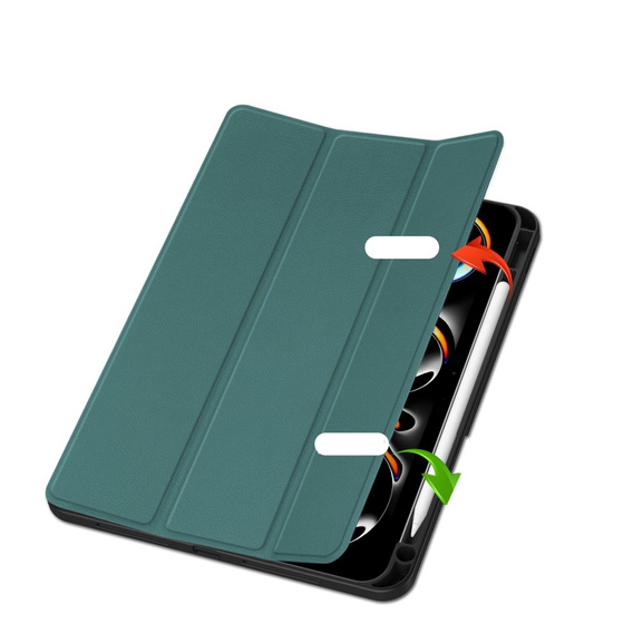 Pouzdro pro iPad Pro 11" 2024 (5 gen.), Smartcase s prostorem pro stylus, zelené