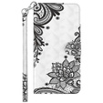 Klopové pouzdro pro Xiaomi Redmi 13C / Poco C65, Wallet, Lace Flower bílé
