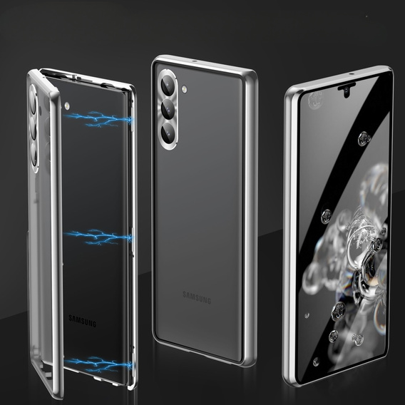 Pouzdro pro Samsung Galaxy S23, Magnetic Dual Glass, stříbrné