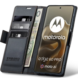 ERBORD Lesklá peněženka Litchi s klopou pro Motorola Edge 60 Pro