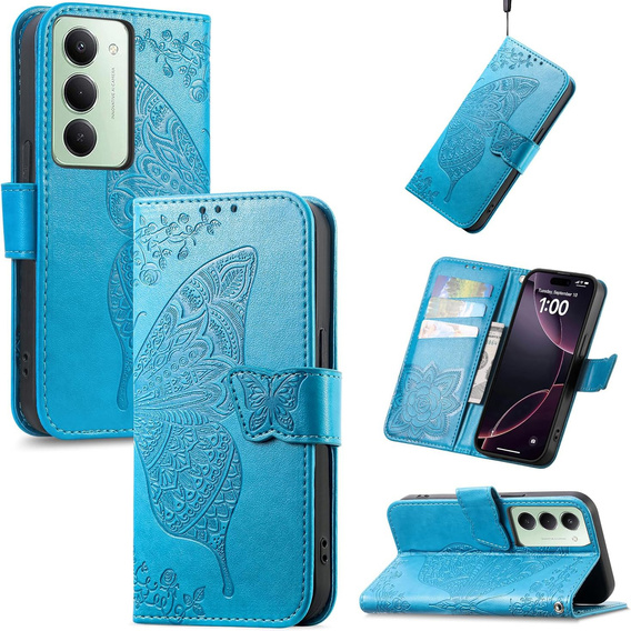 Klopové pouzdro pro Xiaomi Redmi 15 5G / 4G, Butterfly, modré