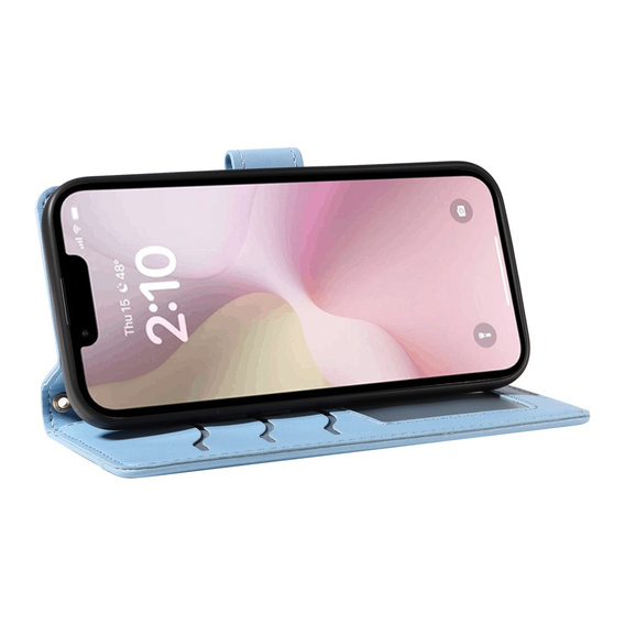Pouzdro s klopou pro iPhone 16E, Rhombus Crossbody Leather, modré