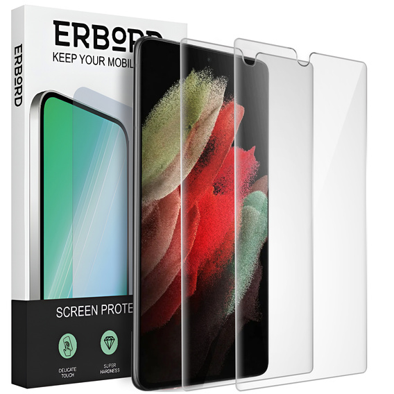 2x keramické hybridní sklo ERBORD pro Samsung Galaxy S21 Ultra