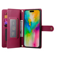 Klopové pouzdro pro iPhone 16 Pro Max, Wallet Zipper Pocket, červené