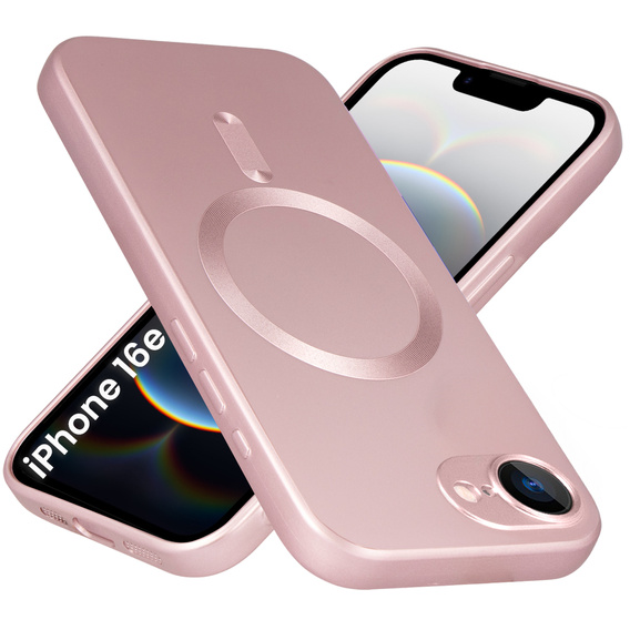 Pouzdro pro iPhone 16E, ColorMag, pro MagSafe, růžové + tvrzené sklo 9H