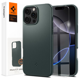 Pouzdro Spigen pro iPhone 16 Pro, Thin Fit Mag, zelené + 9H tvrzené sklo