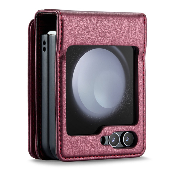 Flipové pouzdro CASEME pro Samsung Galaxy Z Flip5 5G, Litchi Wallet, červené