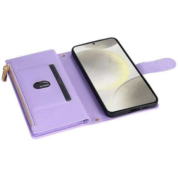 Pouzdro s klopou pro Samsung Galaxy A56 5G, Rhombus Crossbody Leather, fialové