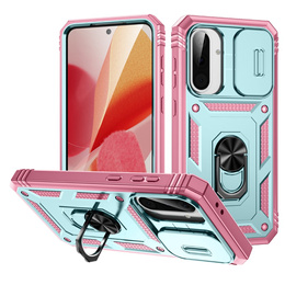 Pouzdro pro Samsung Galaxy A56 5G, KickStand Camera Lens, zelená / růžová