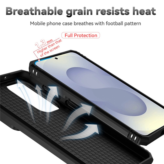 Pevné pouzdro s podstavcem a krytem objektivu pro Samsung Galaxy S26 Plus, černé