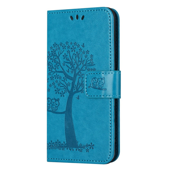 Klopové pouzdro pro Motorola Moto E22 / E22i, Wallet, tree i sowy, modré