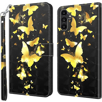 Klopové pouzdro pro Samsung Galaxy A14 4G/5G, Wallet Butterfly, zlaté