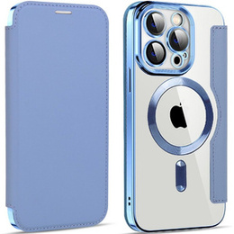 Klopové pouzdro pro iPhone 14 Pro, RFID Wallet MagSafe CamShield, modré