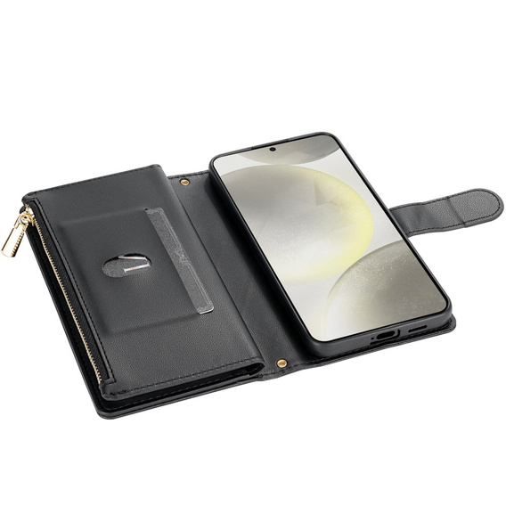 Pouzdro s klopou pro Samsung Galaxy S25 Edge, Rhombus Crossbody Leather, černé