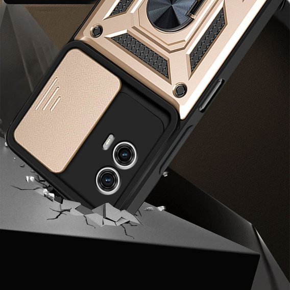 Pouzdro pro Motorola Moto G73 5G, CamShield Slide, zlaté