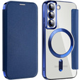 Klopové pouzdro pro Samsung Galaxy S22 5G, RFID Wallet MagSafe CamShield, námořnicky modré