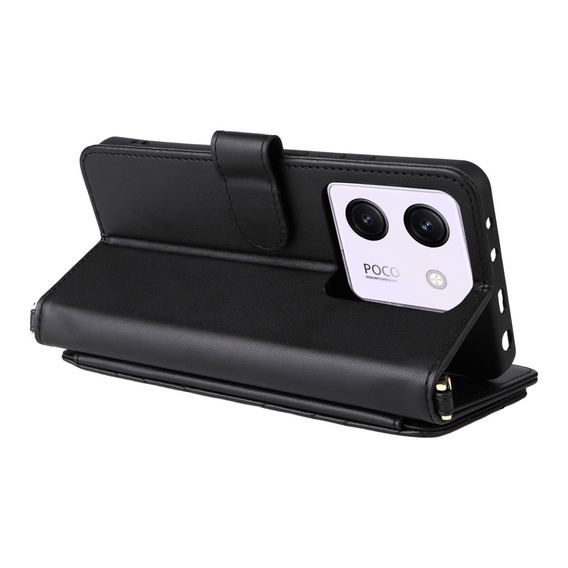 Flipové pouzdro pro Xiaomi Poco M7 Pro 5G, Crossbody Leather Wallet, černé