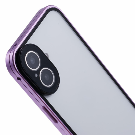 Pouzdro pro iPhone 16, Magnetic Dual Glass, fialové