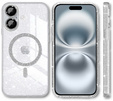 Pouzdro pro iPhone 16, ERBORD Glitter MagSafe, průhledné + sklo na displej