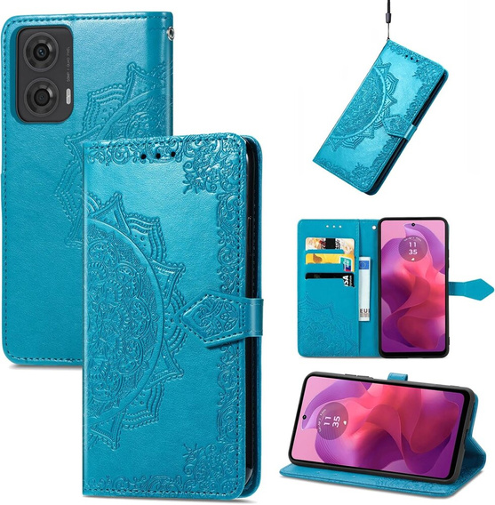 Klopové pouzdro pro Motorola Moto E14, Mandala, modré