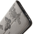 Klopové pouzdro pro Samsung Galaxy J3 2016, Butterfly, šedé
