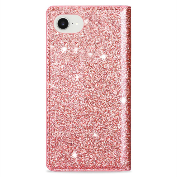 Flipové pouzdro pro iPhone 16E, Card Slot Glittery, růžové