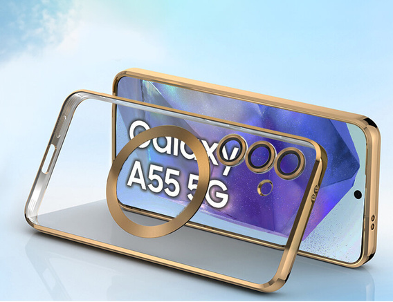 Pouzdro pro Samsung Galaxy A55 5G, Electro MagSafe, zlaté + sklo na displej