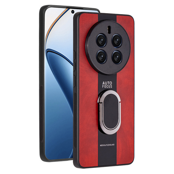 Pouzdro pro Realme 12 Pro 5G / 12 Pro+ 5G, Leather Kickstand Ring, červené
