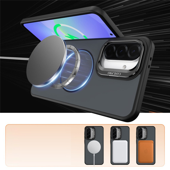 Skin-touch pouzdro s podstavcem pro MagSafe pro Samsung Galaxy A57 5G, černé