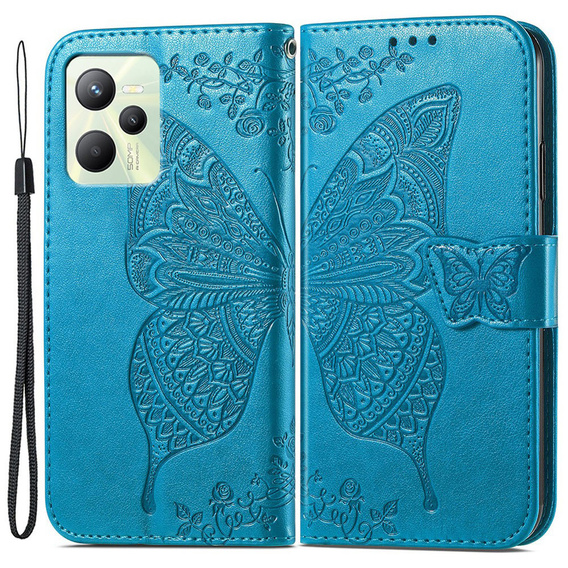 Klopové pouzdro pro Realme C35, Butterfly, modré