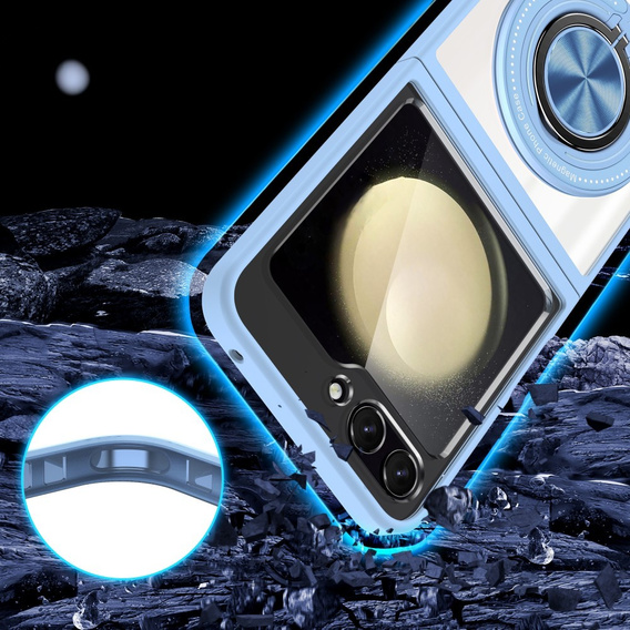 Pouzdro pro Samsung Galaxy Z Flip7 FE / Z Flip6, Corners Dropproof, pro MagSafe, transparentní / modré