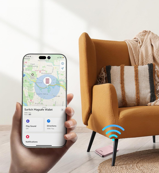 Magnetická peněženka s lokalizací, NFC a kolébkou pro iPhone 16 Pro
