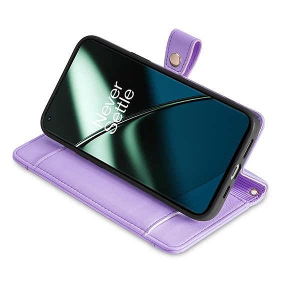 Klopové pouzdro pro OnePlus 12 5G, Wallet Zipper Pocket, fialové