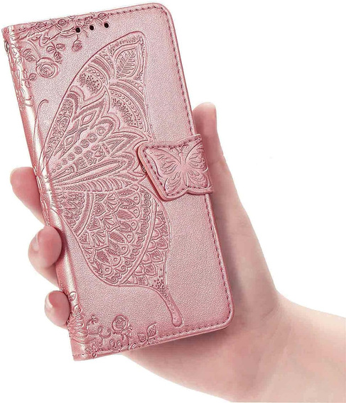 Klopové pouzdro pro Realme Note 70T 4G, Butterfly, růžové rose gold