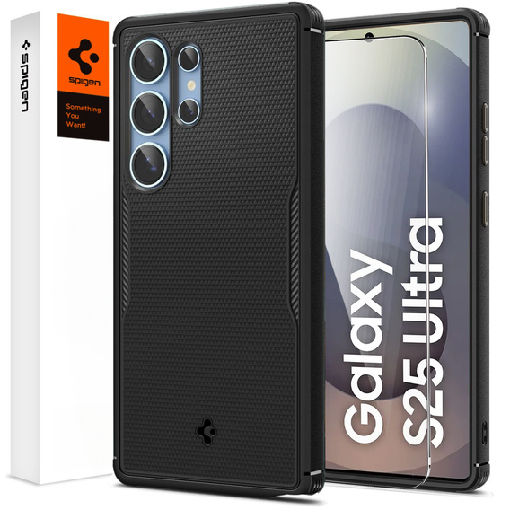 Pouzdro Spigen pro Samsung Galaxy S25 Ultra, Core Armor MagSafe, černé + 9H tvrzené sklo