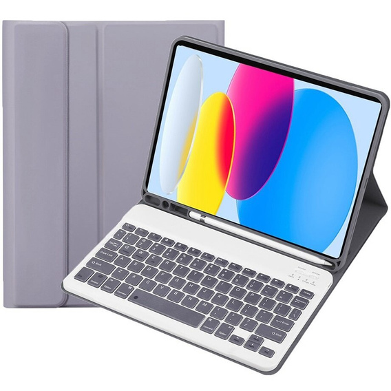 Pouzdro + klávesnice iPad 10.9 2022 10 Gen, Pen Slot, fialové