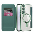 Klopové pouzdro pro Samsung Galaxy A56, RFID Wallet MagSafe CamShield, zelené
