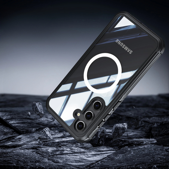 Pouzdro pro Samsung Galaxy S25+ Plus, Shockproof, se sklem, pro MagSafe, černé