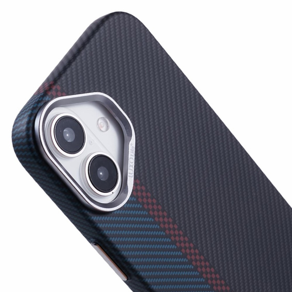 Pouzdro pro iPhone 16 Plus, Carbon Fiber MagSafe, černá / modrá