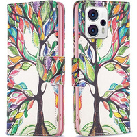 Klopové pouzdro pro Motorola Moto G53 5G / G23 / G13, Wallet, tree of life, bílé