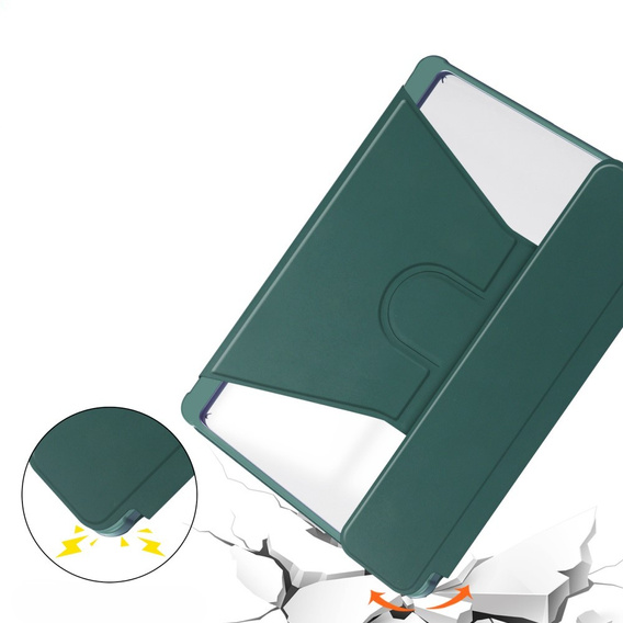 Pouzdro s klávesnicí pro Samsung Galaxy Tab A9+, Rotary 360° Leather, tmavě zelené