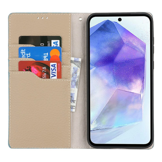 Klopové pouzdro pro Samsung Galaxy S25+ Plus, Litchi Skin Grain, modré