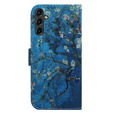 Klopové pouzdro pro Samsung Galaxy A14 4G/5G, Wallet, Sakura, modré