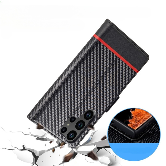 Klopové pouzdro pro Samsung Galaxy S23 Ultra, Carbon LC.IMEEKE, černé