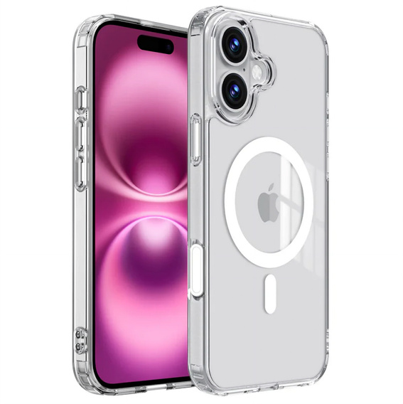 Pouzdro ERBORD MagSafe pro iPhone 16, aktivní tlačítko, průhledné + sklo na displej