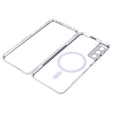 Magnetické pouzdro Dual Glass MagSafe pro Samsung Galaxy S21+ Plus, stříbrné