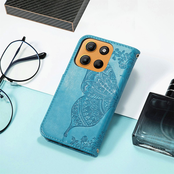 Klopové pouzdro pro Motorola Moto G15 / Motorola Moto G15 Power, Butterfly, modré