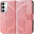 Klopové pouzdro pro Realme C71, Butterfly, růžové rose gold